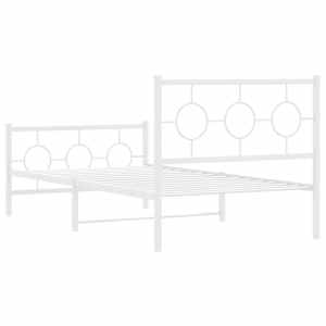 Kovový rám postele s hlavovým a nožním čelem bílý 100 x 200 cm - obrázek 7