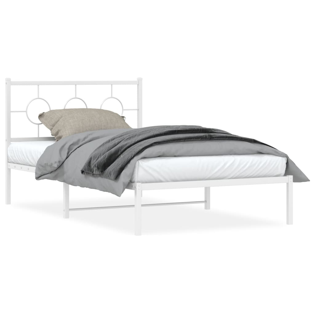 vidaXL Bedframe met hoofd- en voeteneinde metaal wit 107x203 cm, foto 3
