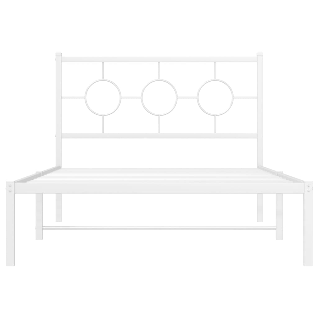 vidaXL Bedframe met hoofd- en voeteneinde metaal wit 107x203 cm, foto 4