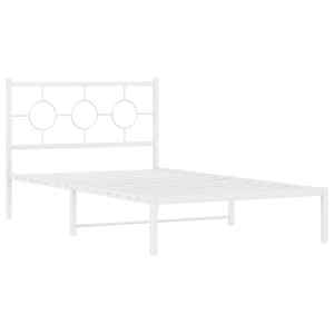 Kovový rám postele s hlavovým a nožním čelem bílý 107 x 203 cm - obrázek 3