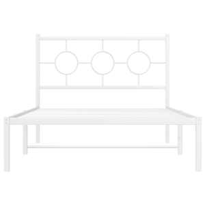 Kovový rám postele s hlavovým a nožním čelem bílý 107 x 203 cm - obrázek 5
