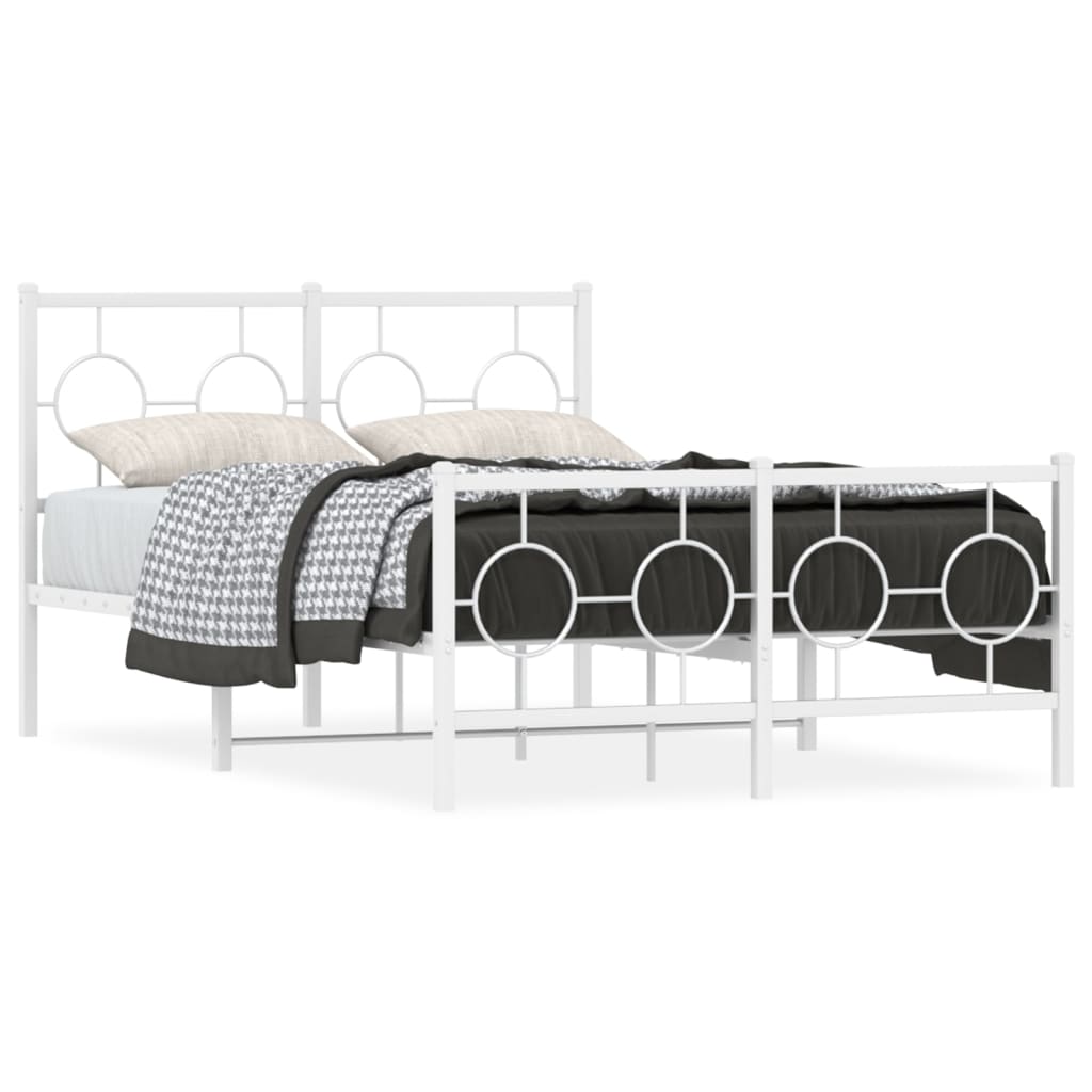 vidaXL Bedframe met hoofd- en voeteneinde metaal wit 120 x 190 cm, foto 3