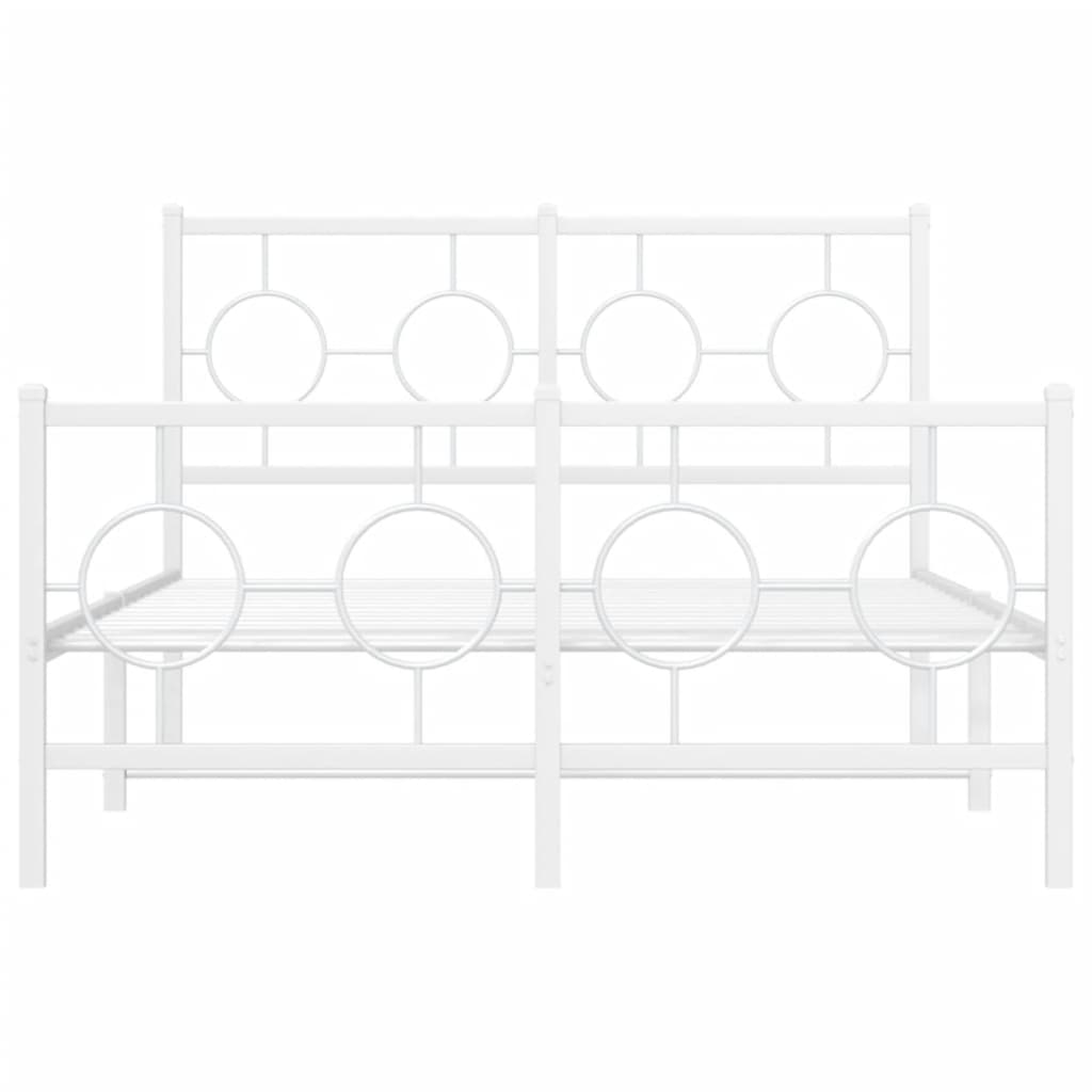 vidaXL Bedframe met hoofd- en voeteneinde metaal wit 120 x 190 cm, foto 4