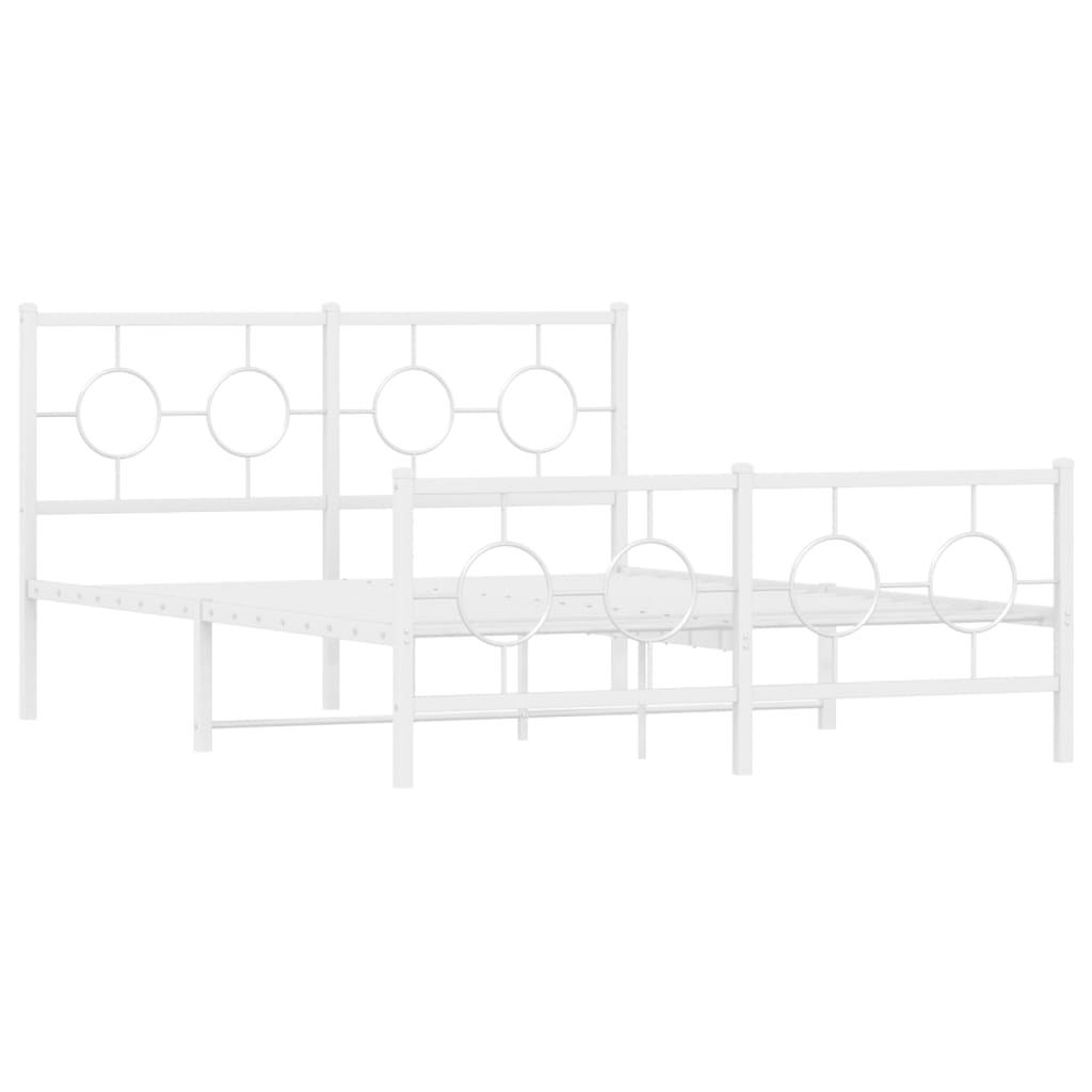 vidaXL Bedframe met hoofd- en voeteneinde metaal wit 135x190 cm afbeelding