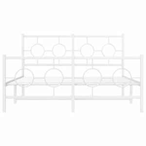 Kovový rám postele s hlavovým a nožním čelem bílý 135 x 190 cm - obrázek 5