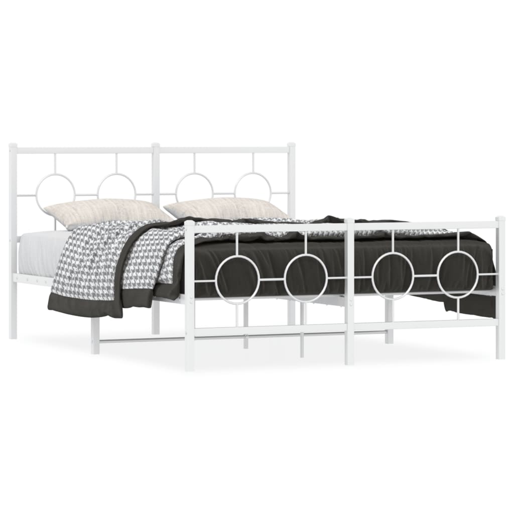 vidaXL Bedframe met hoofd- en voeteneinde metaal wit 140x190 cm, foto 3