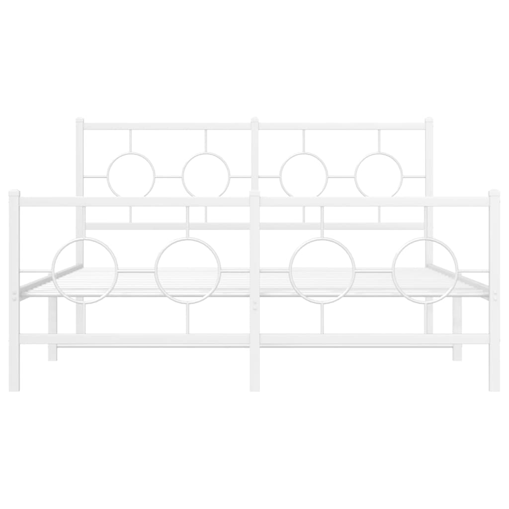 vidaXL Bedframe met hoofd- en voeteneinde metaal wit 140x200 cm, foto 4