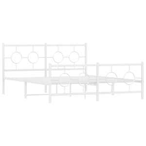 Kovový rám postele s hlavovým a nožním čelem bílý 150 x 200 cm - obrázek 3