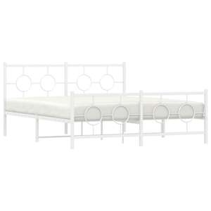 Kovový rám postele s hlavovým a nožním čelem bílý 150 x 200 cm - obrázek 4