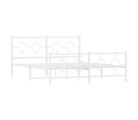 vidaXL Метална рамка за легло с горна и долна табла, бяла, 160x200 см