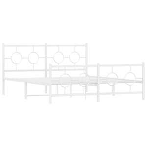 vidaXL Метална рамка за легло с горна и долна табла, бяла, 160x200 см