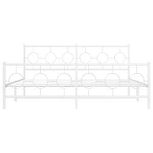 Kovový rám postele s hlavovým a nožním čelem bílý 180 x 200 cm - obrázek 5