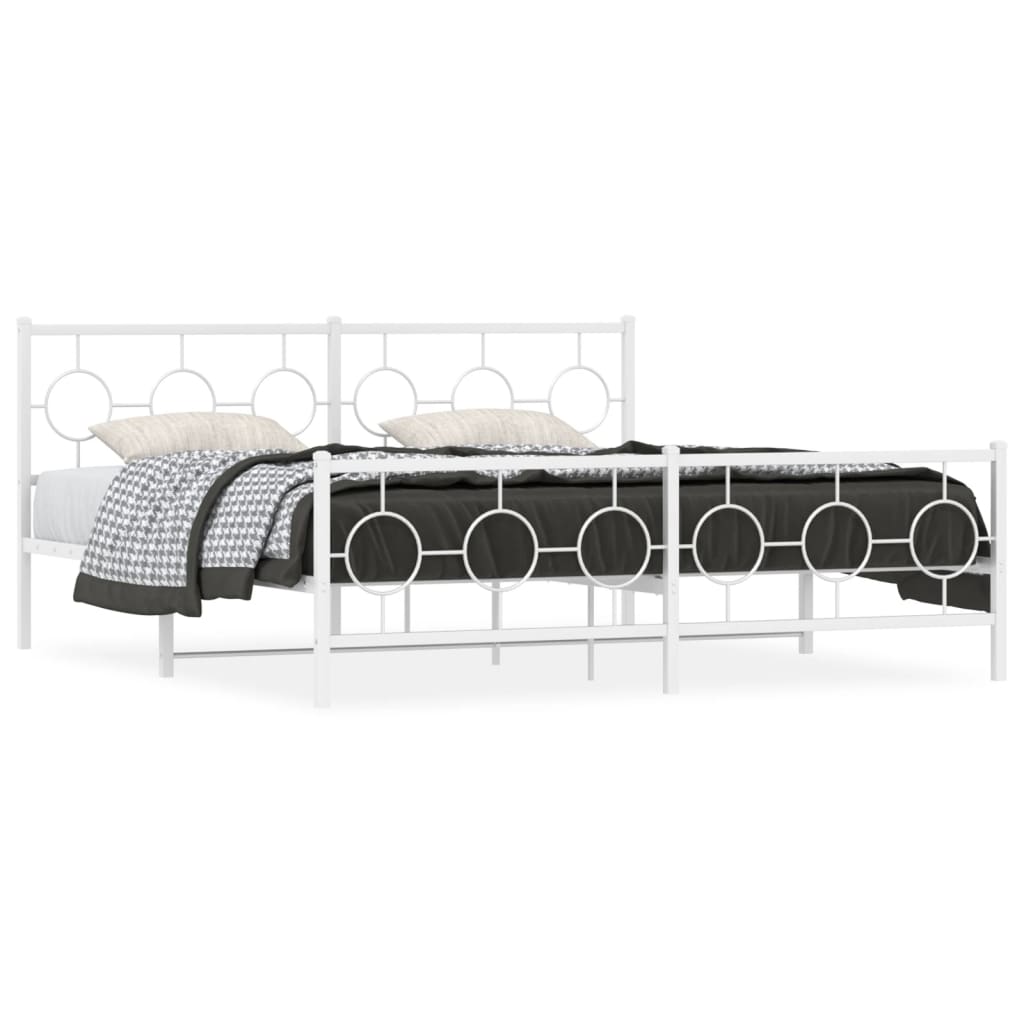 vidaXL Bedframe met hoofd- en voeteneinde metaal wit 183x213 cm, foto 3