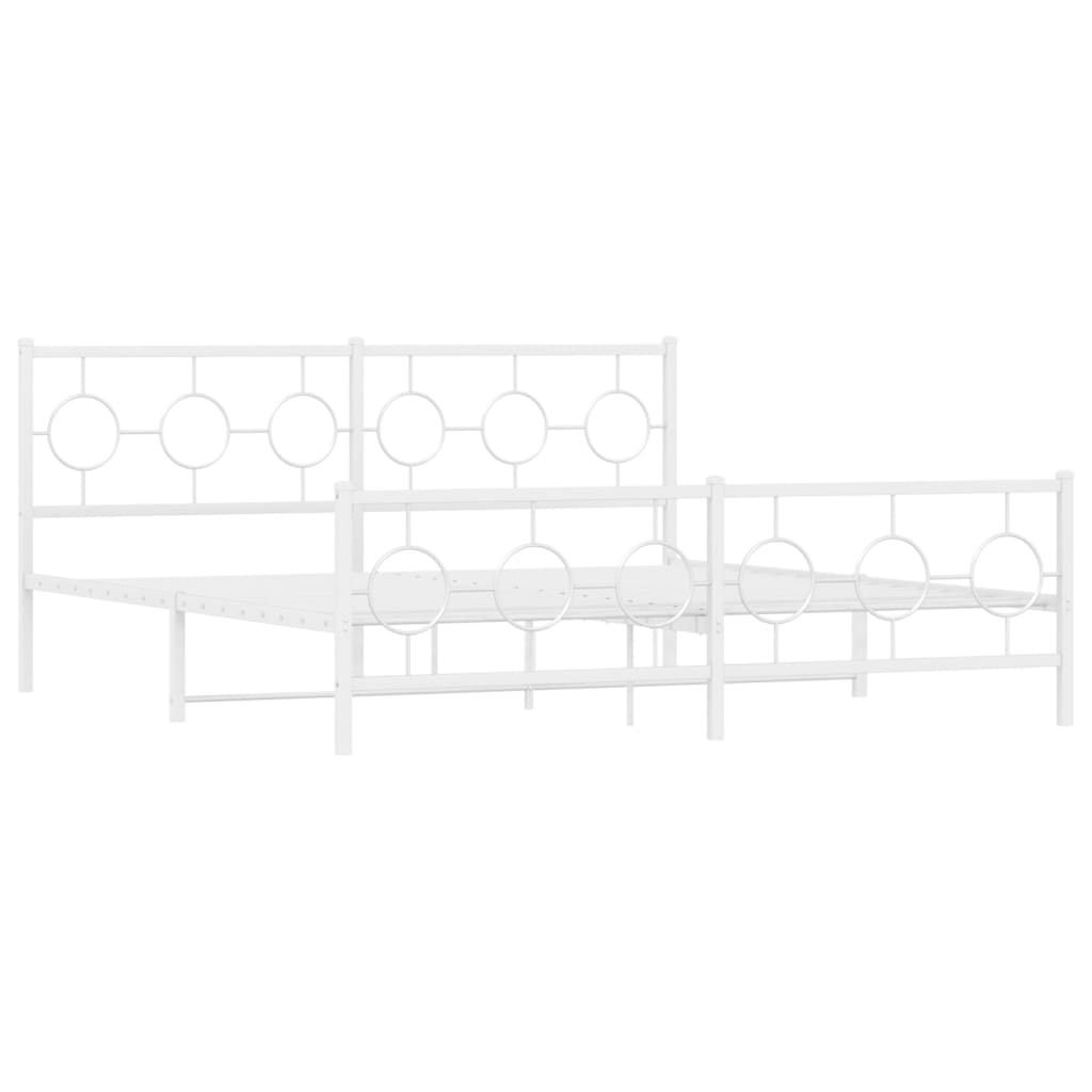 vidaXL Bedframe met hoofd- en voeteneinde metaal wit 183x213 cm, foto 2