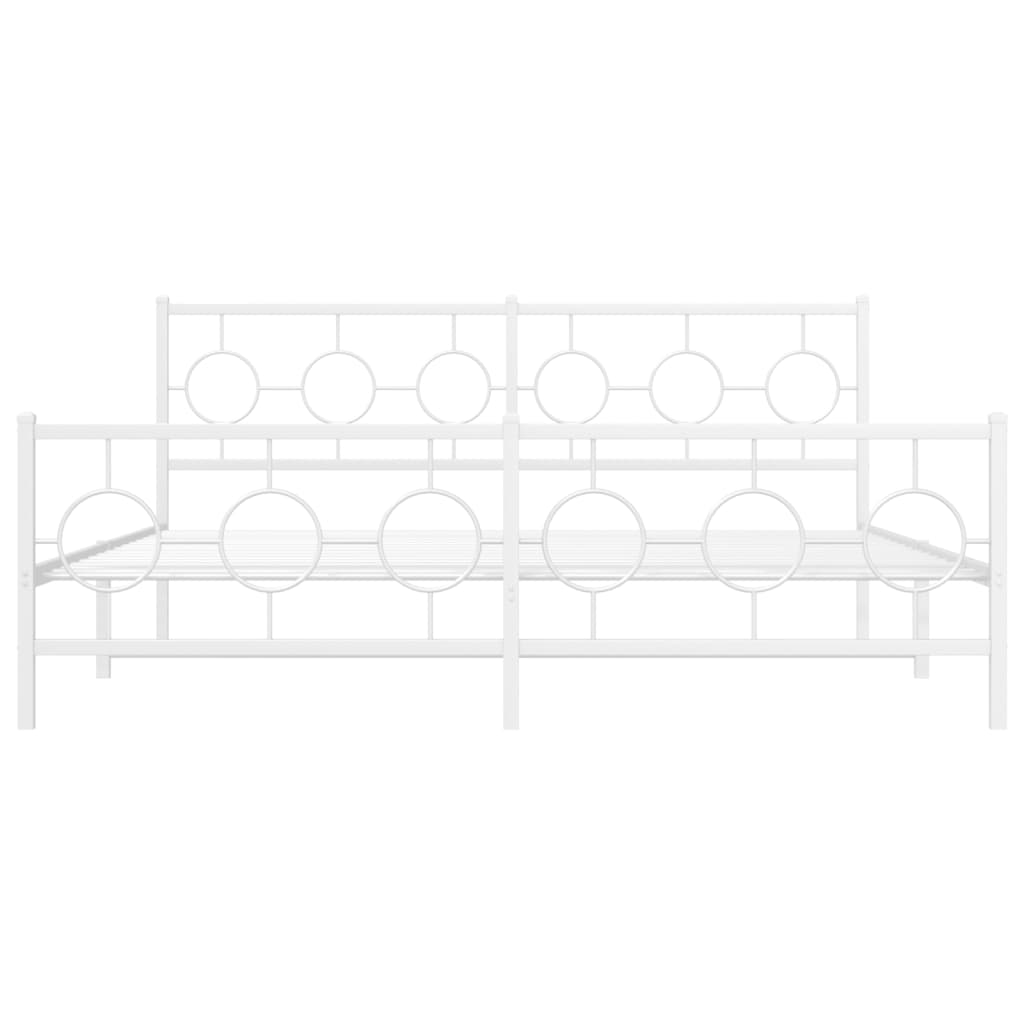 vidaXL Bedframe met hoofd- en voeteneinde metaal wit 183x213 cm, foto 4