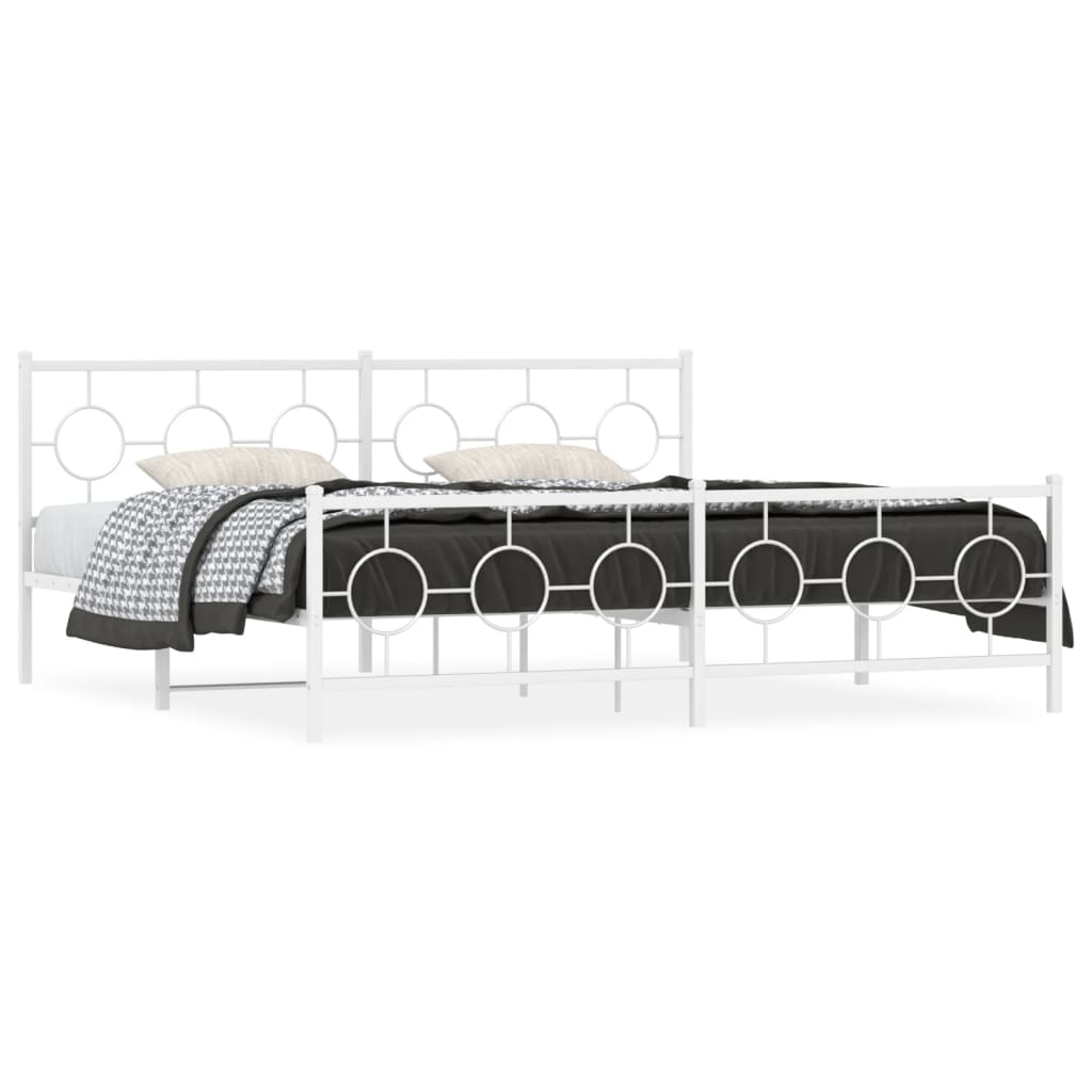 vidaXL Bedframe met hoofd- en voeteneinde metaal wit 193x203 cm, foto 3