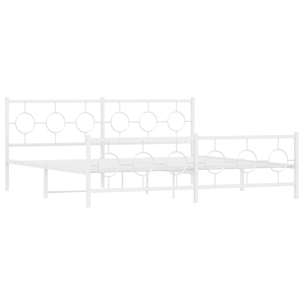 vidaXL Bedframe met hoofd- en voeteneinde metaal wit 193x203 cm afbeelding