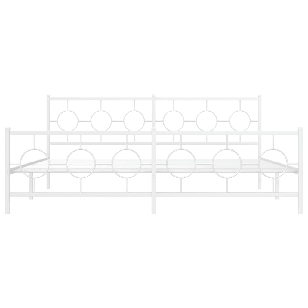 vidaXL Bedframe met hoofd- en voeteneinde metaal wit 193x203 cm, foto 4