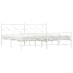 Kovový rám postele s hlavovým a nožním čelem bílý 200 x 200 cm - obrázek 4
