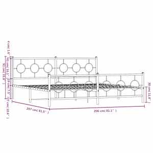 Kovový rám postele s hlavovým a nožním čelem bílý 200 x 200 cm - obrázek 10