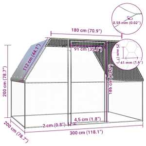 Klec pro kuřata stříbrná a šedá 3 x 2 x 2 m pozinkovaná ocel - obrázek 4