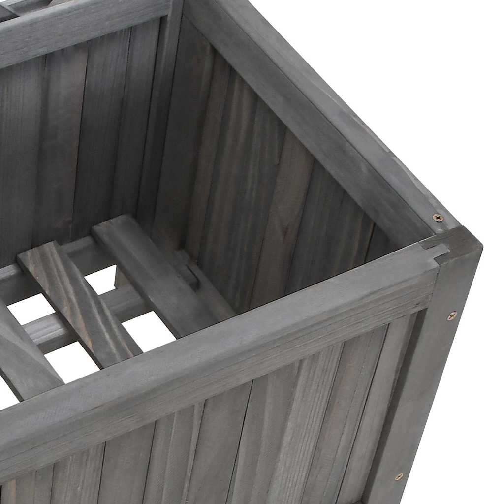 Cvetlični lonec z rešetko siv 40x30x90 cm masiven les jelka - slika 9