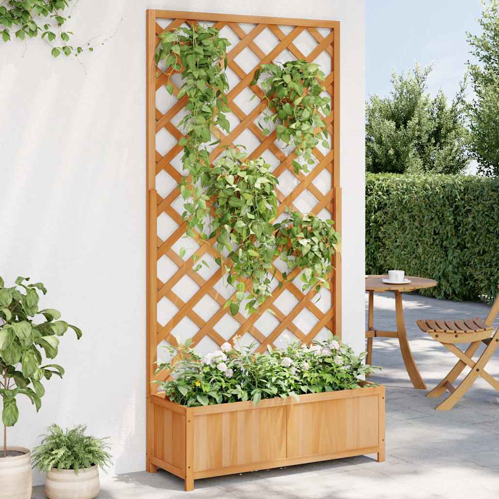 Plantekasse med espalier i massivt grantræ - brun, 90 × 35 × 180 cm