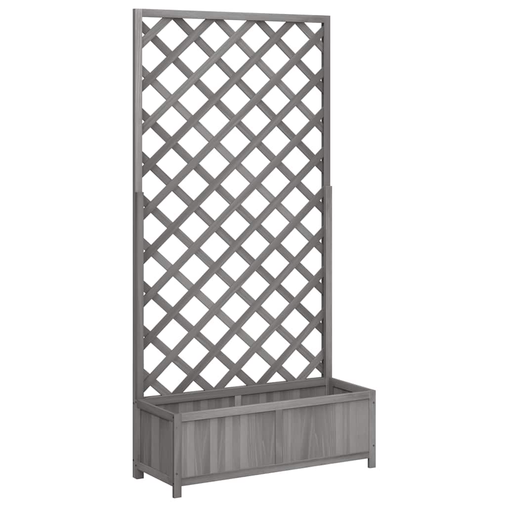 vidaXL Květináč s mřížkou šedý 90 x 35 x 180 cm masivní jedlové dřevo