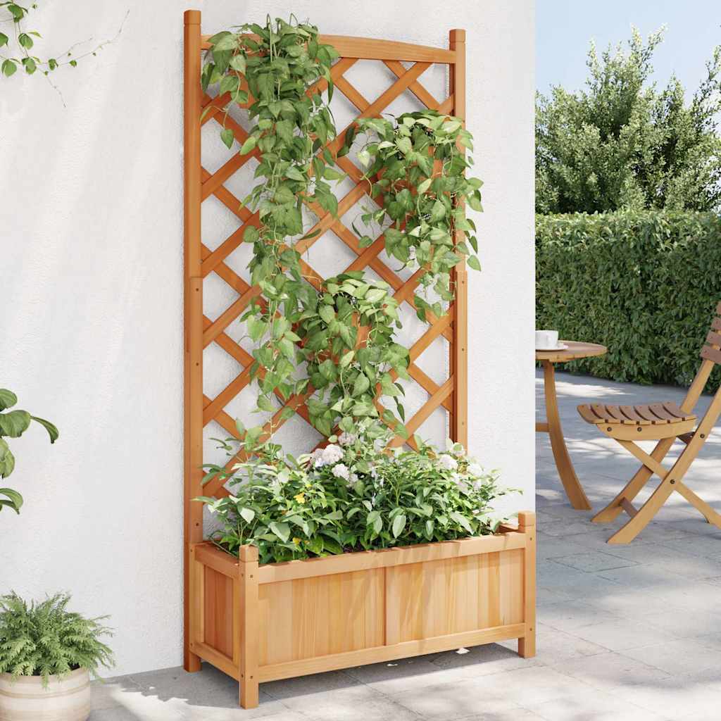 vidaXL plantekasse med espalier brun 75 x 35 x 150 cm massivt grantræ