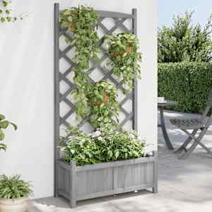 Cvetlično korito z mrežo sive barve trden les jelke