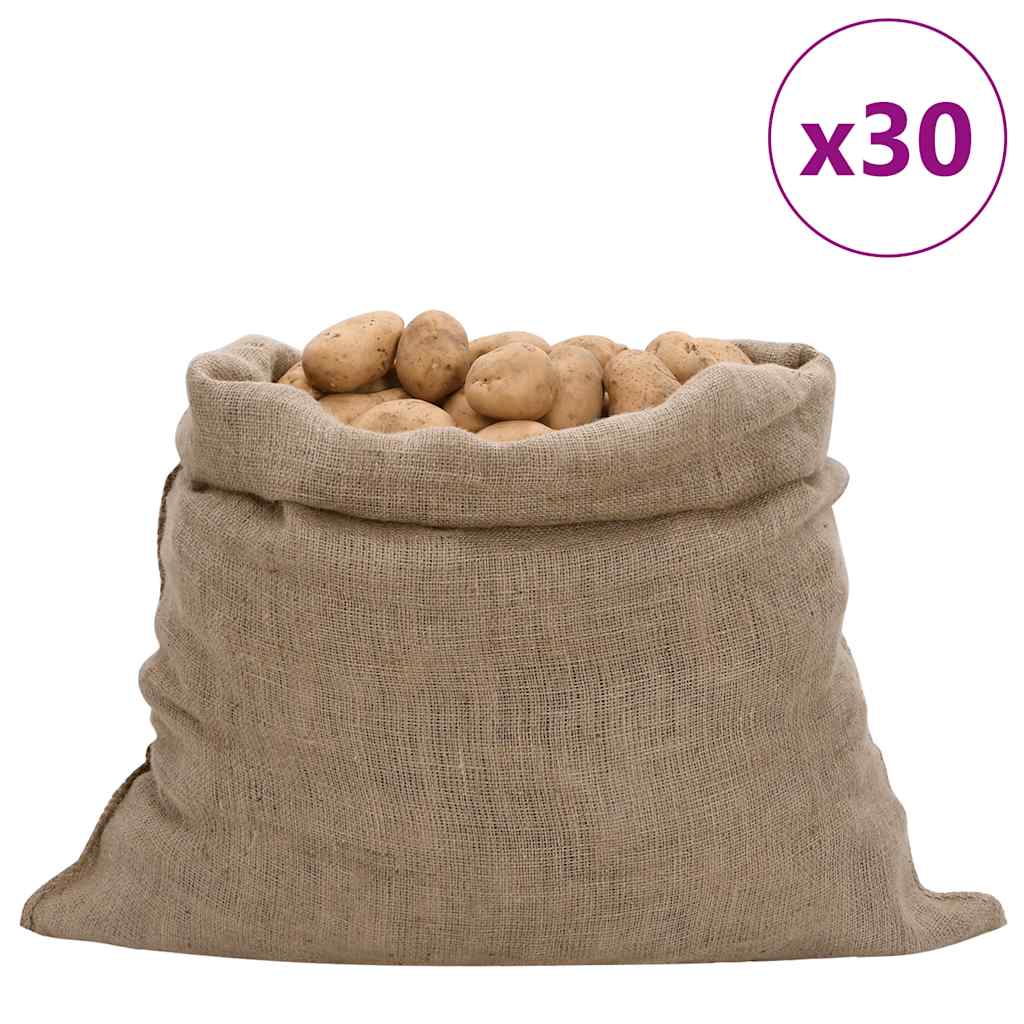 vidaXL Jutové vrecia 30 ks 100x110 cm 100 % juta 220 gsm