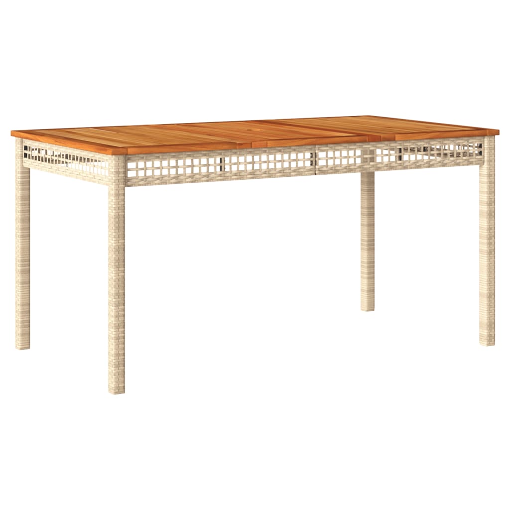 vidaXL Zahradní stůl béžový 140 x 80 x 75 cm polyratan akáciové dřevo