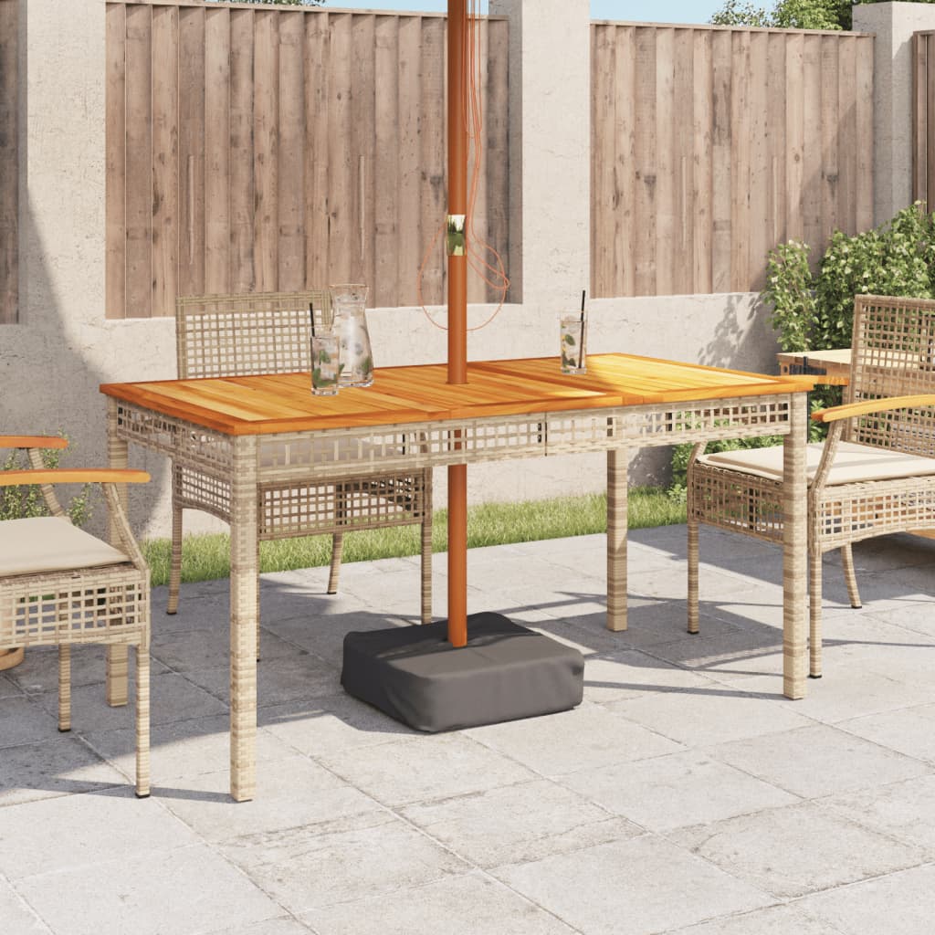 vidaXL Tuintafel 140x80x75 cm poly rattan en acaciahout beige afbeelding