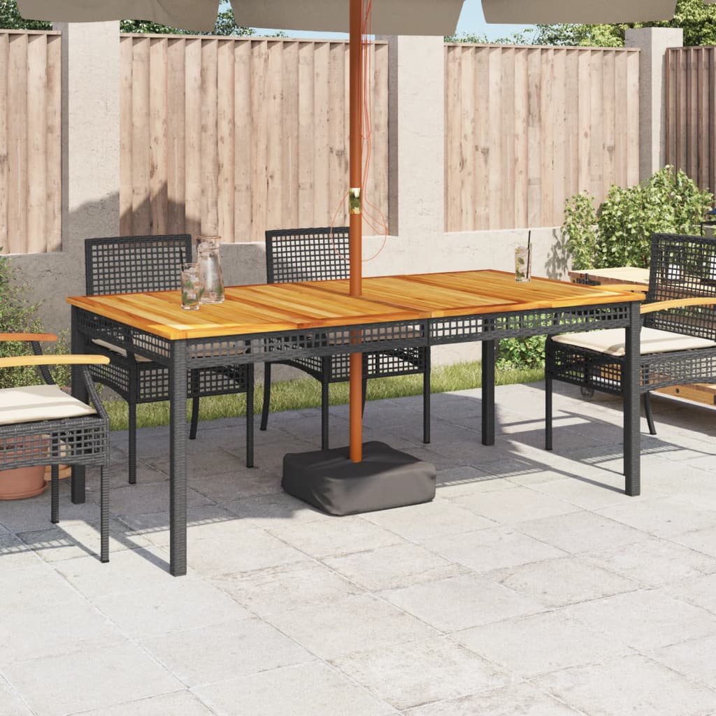 Thumbnail - vidaXL Gartentisch Schwarz 180x90x75 cm Poly Rattan Akazienholz