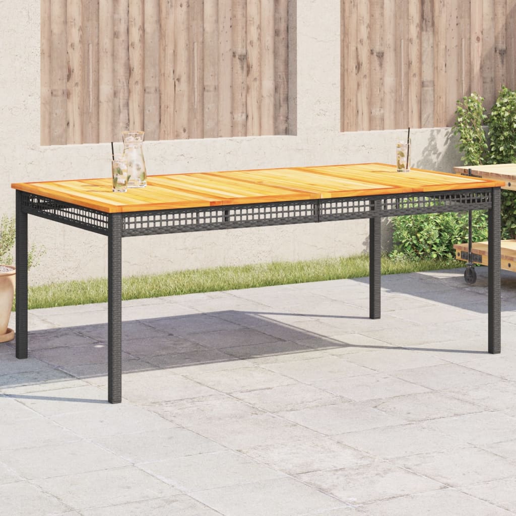 vidaXL Gartentisch Schwarz 180x90x75 cm Poly Rattan Akazienholz