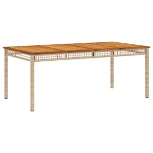 Zahradní stůl béžový 180 x 90 x 75 cm polyratan akáciové dřevo - obrázek 2
