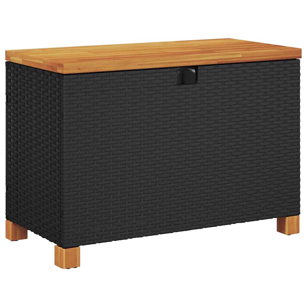 vidaXL Zahradní úložný box černý 80x40x48 cm polyratan akáciové dřevo