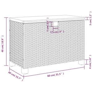 Zahradní úložný box černý 80x40x48 cm polyratan akáciové dřevo - obrázek 12