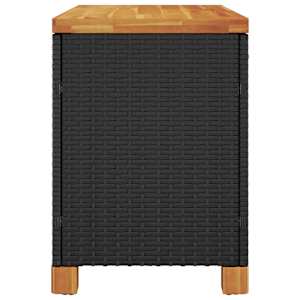 Zahradní úložný box černý 80x40x48 cm polyratan akáciové dřevo - obrázek 5