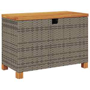 Zahradní úložný box šedý 80x40x48 cm polyratan akáciové dřevo - obrázek 2