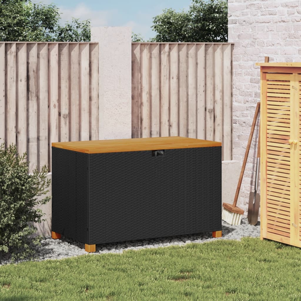 vidaXL Puutarhan säilytyslaatikko musta 110x55x63 cm polyrottinki