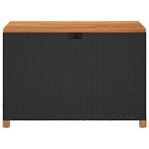 Zahradní úložný box černý 110x55x63 cm polyratan akáciové dřevo - obrázek 4