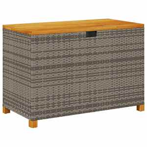 Zahradní úložný box šedý 110x55x63 cm polyratan akáciové dřevo - obrázek 2