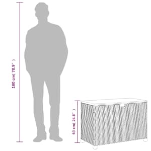 Zahradní úložný box šedý 110x55x63 cm polyratan akáciové dřevo - obrázek 11