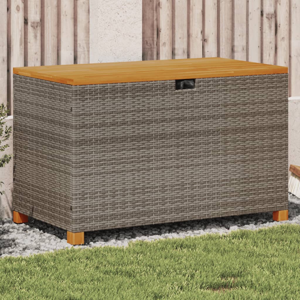  Garden Storage Box Patio Outdoor Storage Box Poly Rattan Acacia Wood vidaXL