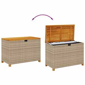 Zahradní úložný box béžový 110 x 55 x 63 cm polyratan akácie - obrázek 7