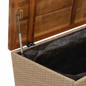 Zahradní úložný box béžový 110 x 55 x 63 cm polyratan akácie - obrázek 9
