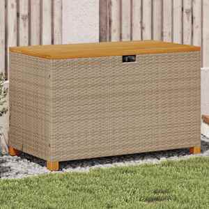 Zahradní úložný box béžový 110 x 55 x 63 cm polyratan akácie - obrázek 1