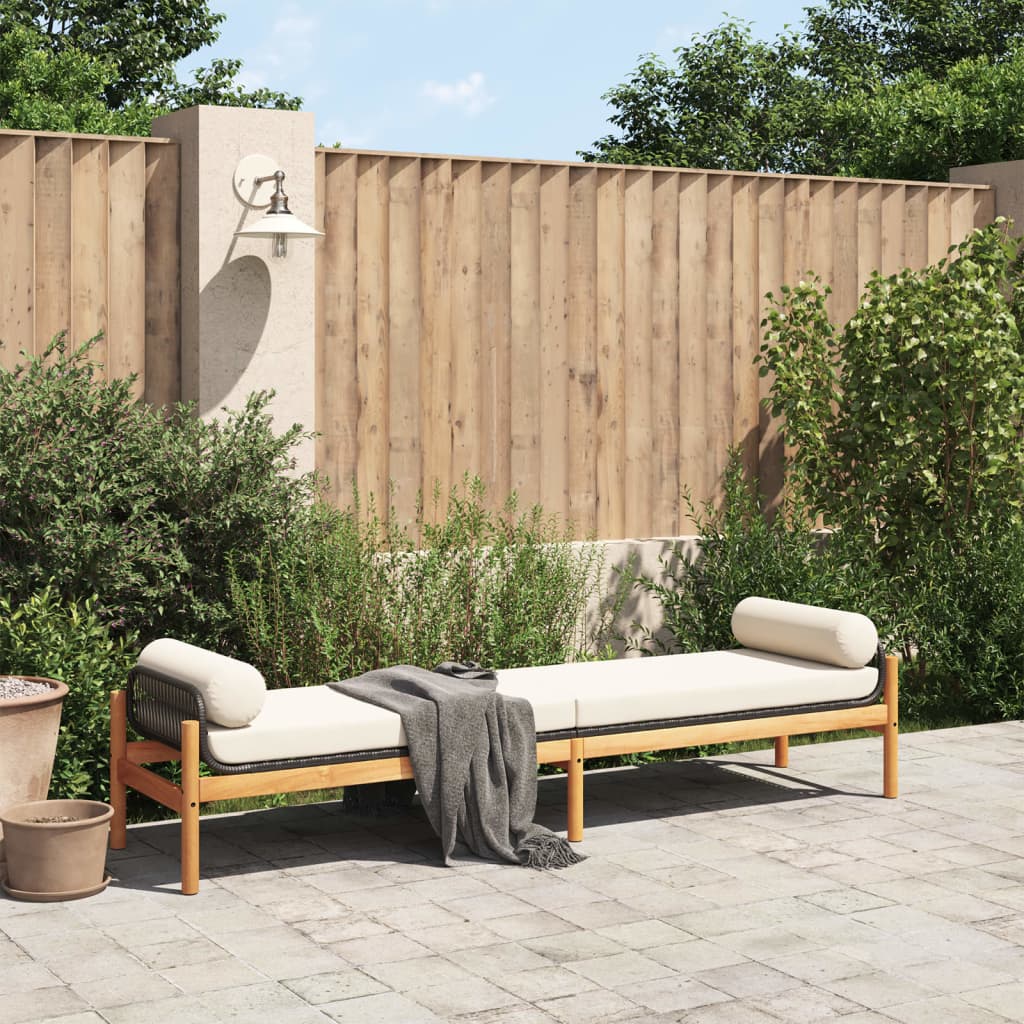 Thumbnail - vidaXL Gartenbank mit Kissen Schwarz Poly Rattan Akazie