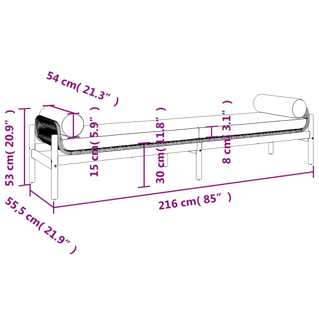 Bancă de grădină cu pernă, negru, poliratan/lemn acacia 366299 - imagine 10